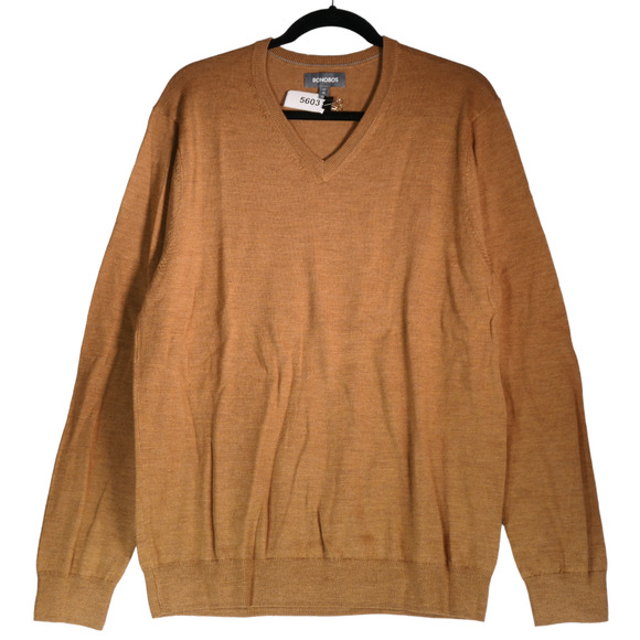 Bonobos Sweater Mens XL Brown 100% Merino Wool Holiday Ski V Neck Pullover Knit - Picture 3 of 7